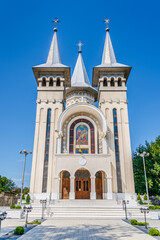Fototapeta na wymiar The Orthodox Cathedral of Saints Archangels Michael and Gabriel in Sighetul Marmatiei, Maramures, Romania