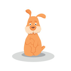 Vector cartoon illustration. Cute happy doggie.