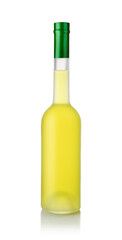 liqueur in a glass bottle isolated on white.