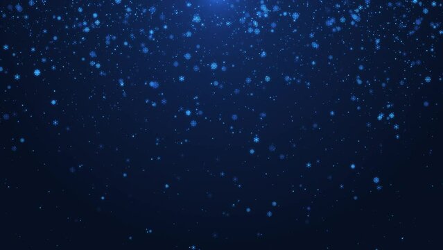 Falling snow blue loop background