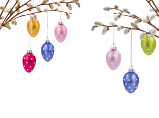 Colorful hanging easter eggs