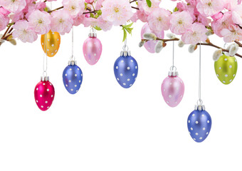 Colorful hanging easter eggs