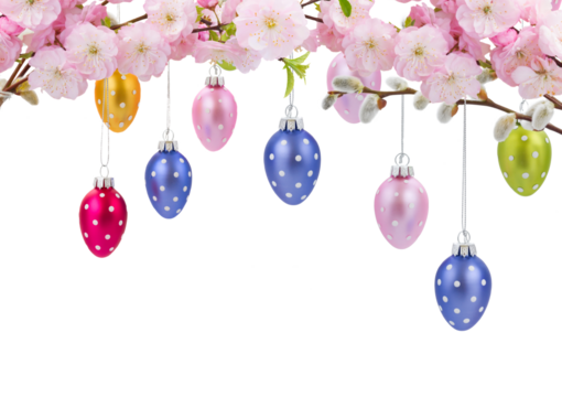 Colorful hanging easter eggs