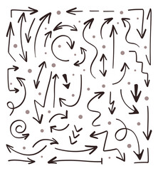 Black lines. Vector illustration of the arrow pattern. Black arrows on white background. 