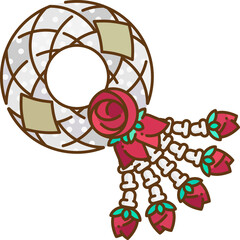 thai jasmine garland colored line design icon