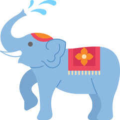 elephant with dressing decorated splashing water flat design icon