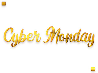Cyber Monday Gold Gradient Transparent PNG Calligraphy Text 