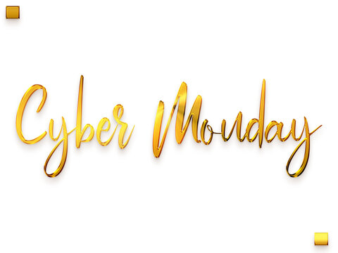 Cyber Monday Gold Gradient Transparent PNG Stylish Cursive Typography Text 