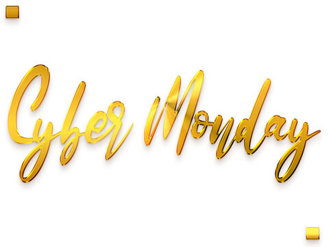 Cyber Monday Gold Gradient Transparent PNG Bold Calligraphy Text 