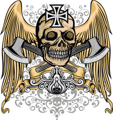 Gothic sign with skull and crown, grunge vintage design t shirts
