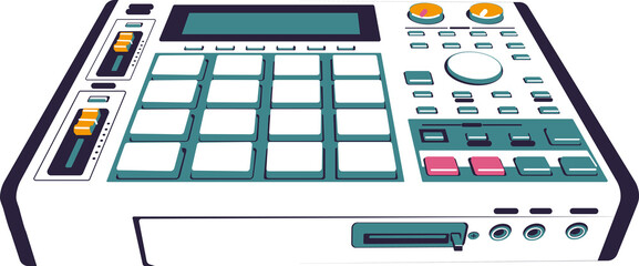 Vector illustration of a drum machine. Transparent PNG