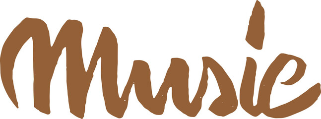 MUSIC. Calligraphic style vector lettering. transparent png