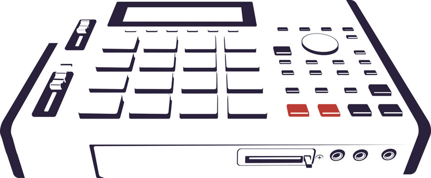 Vector illustration of a drum machine. Transparent PNG