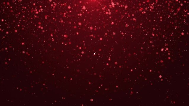 Falling snow red loop background