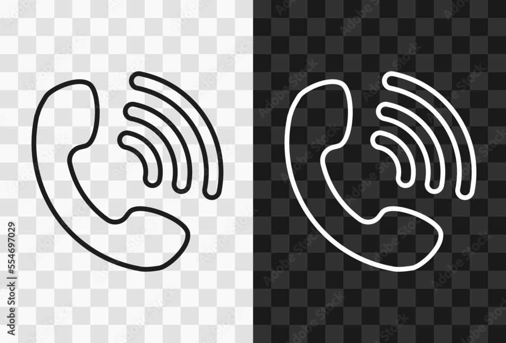 Poster handset, high quality vector editable line icon. handset icon isolated on dark and light transparent