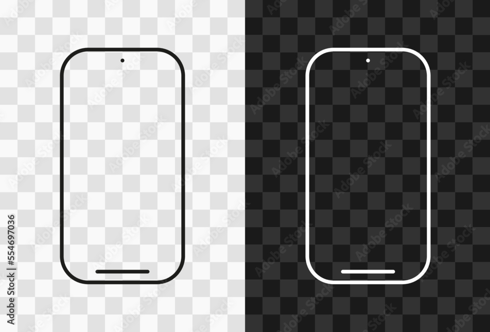 Poster mobile phone, high quality vector editable line icon. mobile phone icon isolated on dark and light t