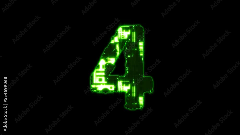Poster number 4 - cybernetic matrix style green distorted alphabet, isolated - loop video
