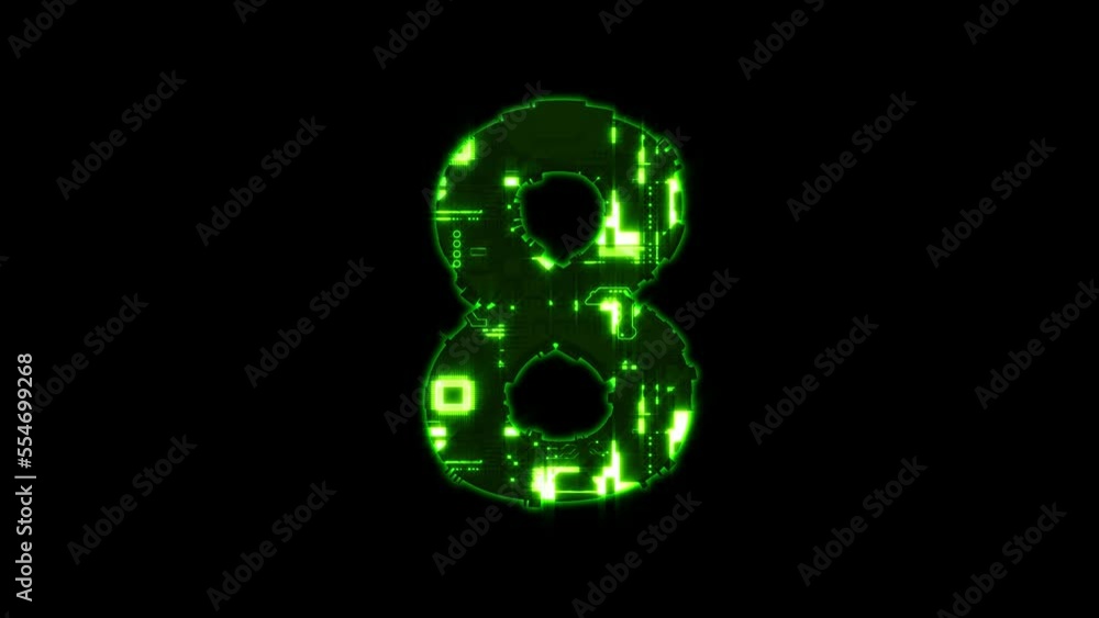 Poster number 8 - cybernetical matrix style green distorted font, isolated - loop video