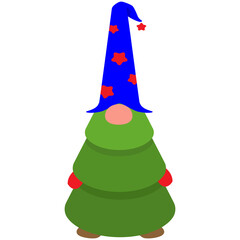 Fototapeta na wymiar Christmas tree green gnome in a hat.