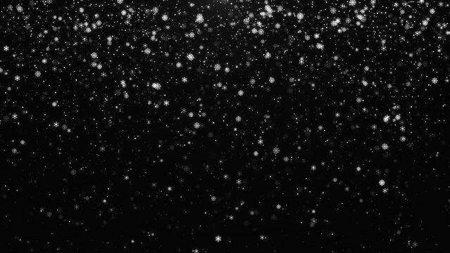 Falling snow black loop background