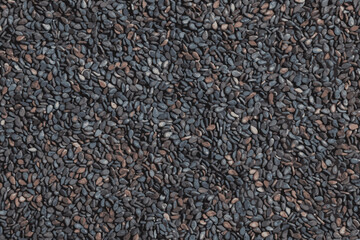 Realistic vector illustration of black sesame seeds background. Healthy food concept.
