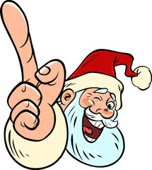 Santa Claus Okay Gesture. Thumb up. joyful smile