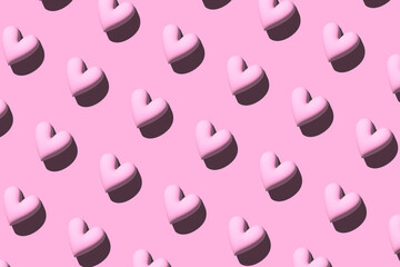 pink 3d heart valentines day pattern on light pink pattern
