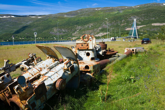 Remnants of Tirpitz battleship after explosion of Tallboy bomb during an air attack in Kafjord, Norway