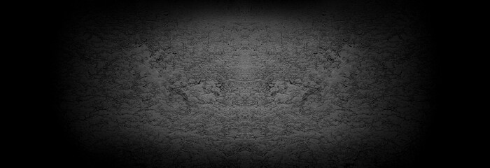 Old wall texture cement dark black gray panorama background abstract grey color design are light with white gradient background.