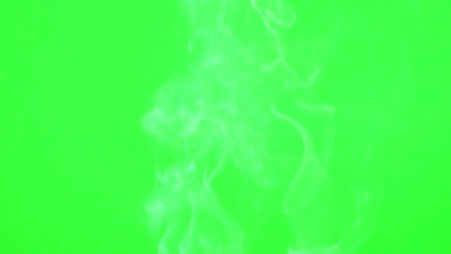 White smoke floating on green screen background 
