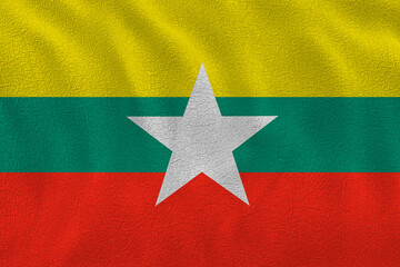 National flag of Myanmar. Background    with flag o Myanmar.