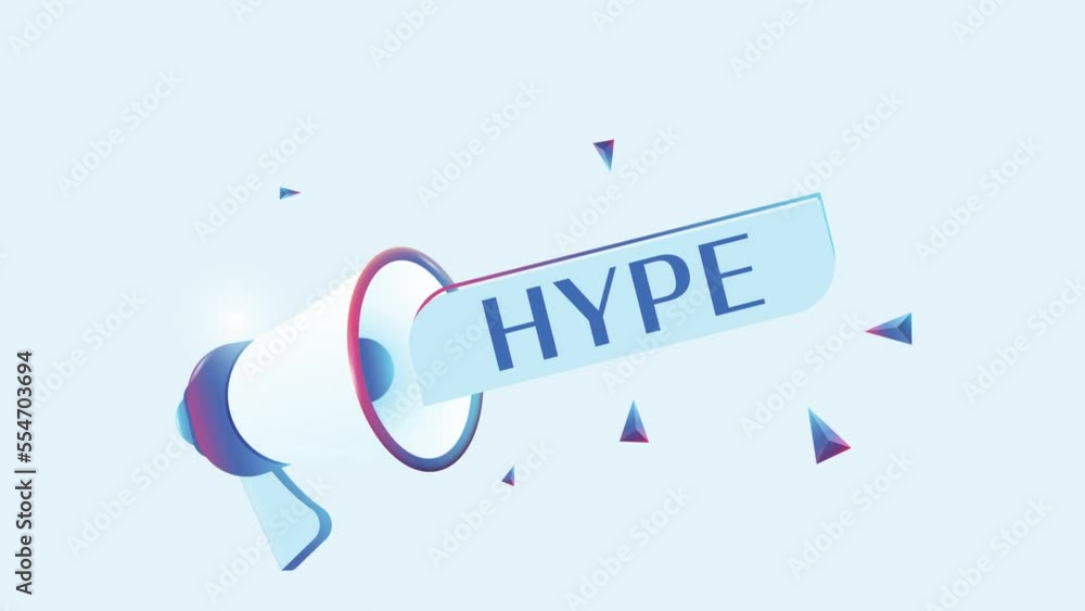 Poster hype text with 3d realistic megaphone animation. megaphone sign banner for promo video. 4k animation