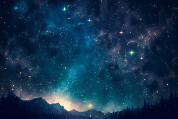 Fototapeta na wymiar Dark Night Starry Sky Background. Image created with Generative AI technology.