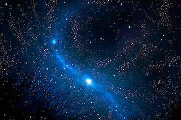 Obraz na płótnie Canvas Dark Night Starry Sky Background. Image created with Generative AI technology.
