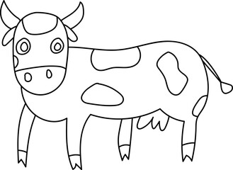vector illustration of a black outline of a cow