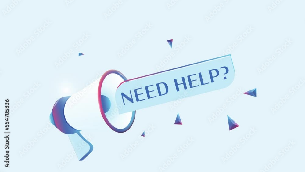 Poster need help text with 3d realistic megaphone animation. megaphone sign banner for promo video. 4k anim