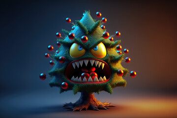illustration of an angry christmas, 3 d  illustration generated by AI