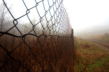 mesh fence in the field