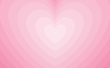 Tunnel of Concentric hearts. Romantic cute background. Pink aesthetic hearts backdrop. Vector illustration