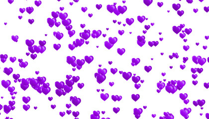 3d red heart shape scatter confetti of valentines day decoration isolated on white background