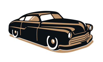 Obraz na płótnie Canvas Retro poster. Vector layout of retro car. Hot rod silhouette