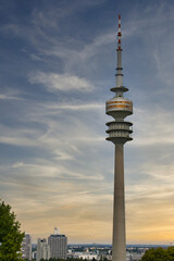 Naklejka premium tv tower city munich germany technology; tele; telephone; television; tv; 