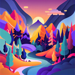 Landscape with smooth colors