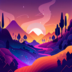 Fototapeta premium Landscape with smooth colors