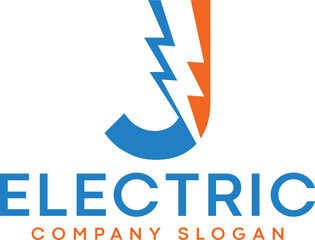 
Letter J Lightning Electric Logo With Lighting Bolt