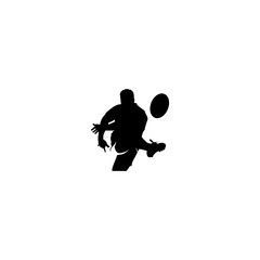 Fototapeta na wymiar Man rugby icon. Simple style man rugby tournament poster background symbol. Man rugby brand logo design element. Man rugby t-shirt printing. vector for sticker.
