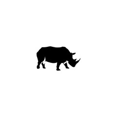 Obraz na płótnie Canvas Rhino icon. Simple style African savannah safari travel agency big sale poster background symbol. Rhino brand logo design element. Rhino t-shirt printing. vector for sticker.
