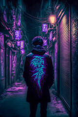 Tokyo City by Night, Anime and Manga drawing illustration, city ​​views, purple neon