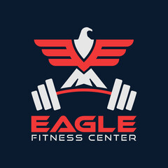 Eagle Gym Fitness Center falcon Bird Health Care Weight Lifting Training Logo