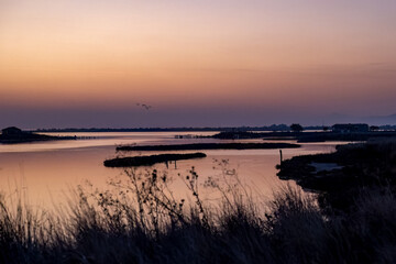 Night sunset on Evros Delta National Park Greece Thrace